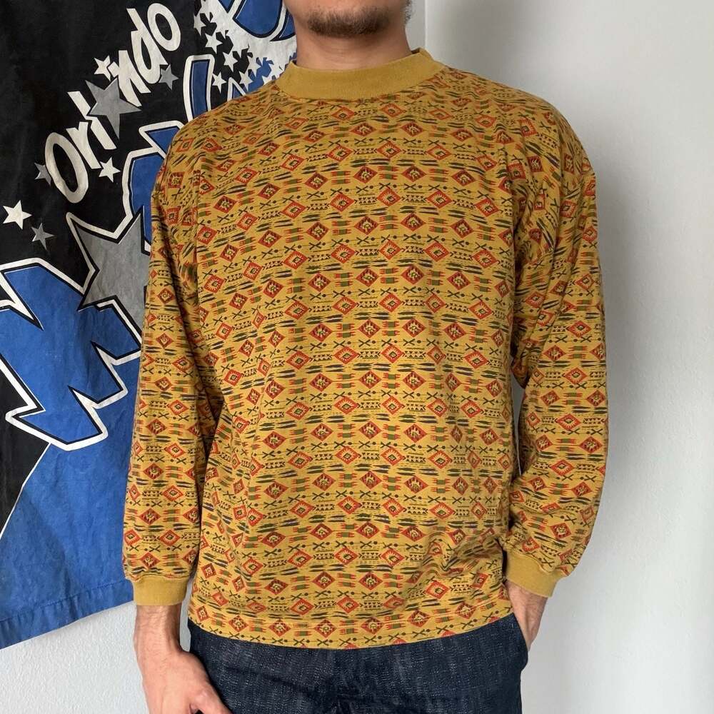 Vintage Point Zero Classic Legend Southwestern Geometric Mock Neck Long Sleeve S